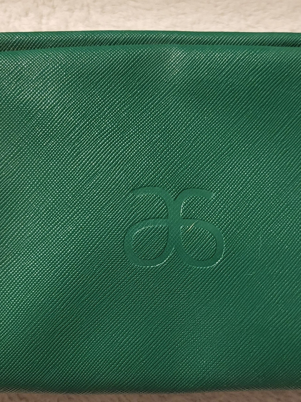 Arbonne Faux Leather Green Travel Cosmetic Toiletry Accessory Bag Zippered